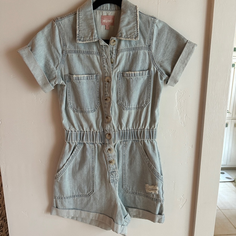 Show Me Your MuMu Blue Jumpsuit with Elastic Waist